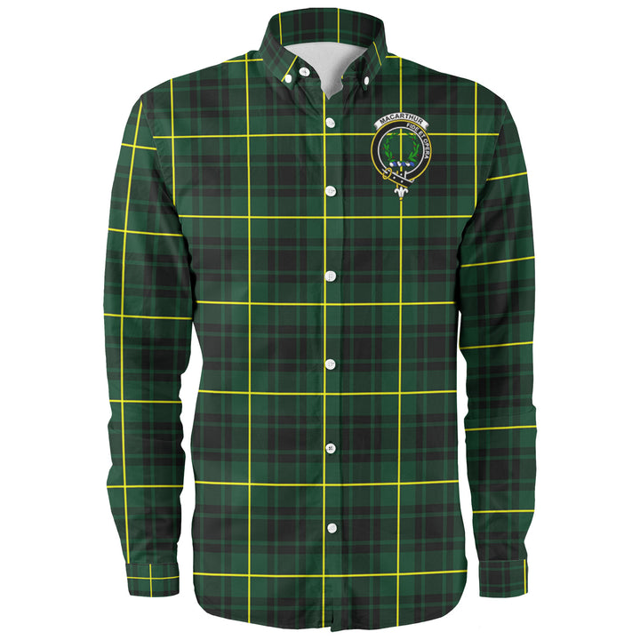 Scottish MacArthur Clan Crest Tartan Long Sleeve Shirt Front Side Tartan Plaid