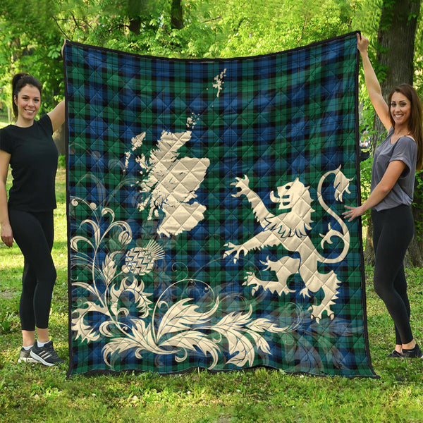 Scottish Blackwatch Ancient Clan Tartan Quilt Rampant Lion with Thistle Tartan Plaid 1