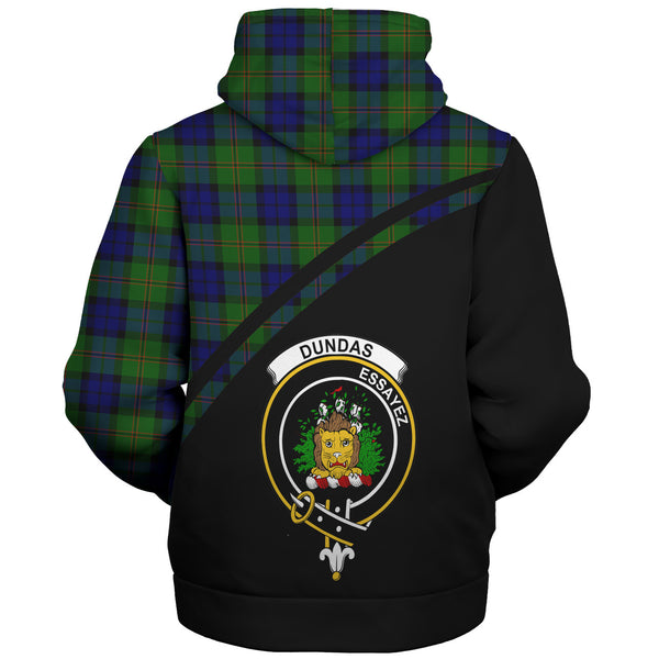 Scottish Dundas Clan Crest Tartan Curve Sherpa Hoodie 1
