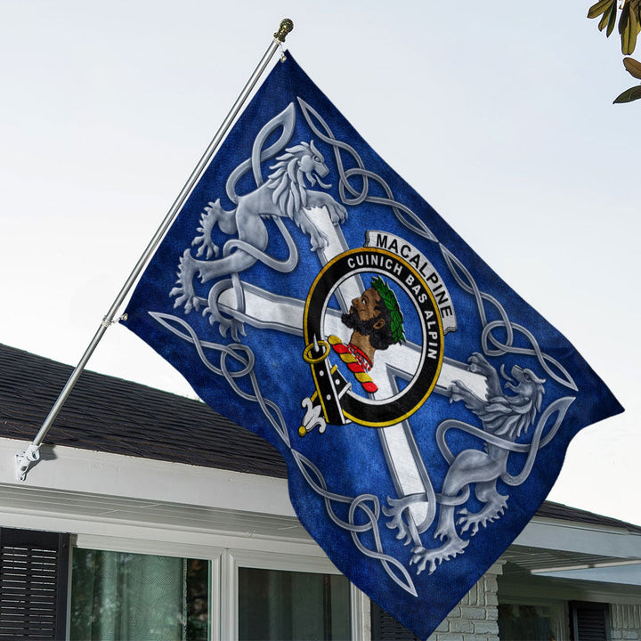 Scottish MacAlpine Clan Badge Flag Parade Silver Rampant Lion Emblem ...