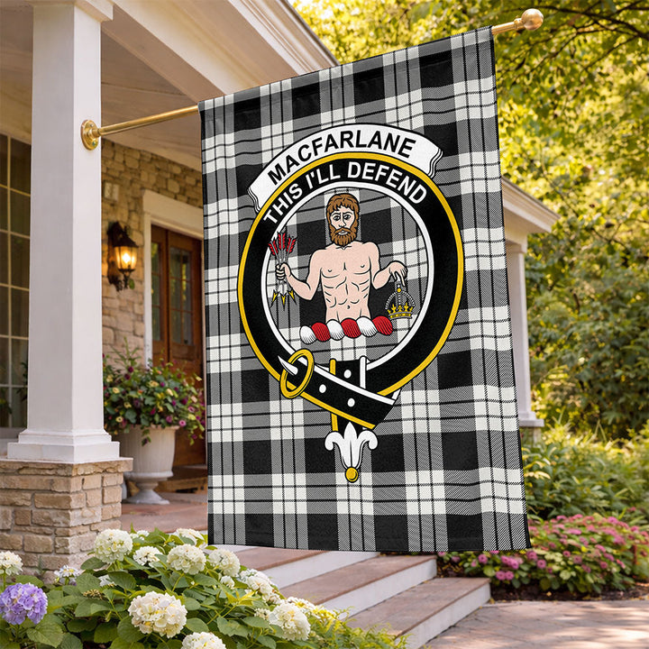 MacFarlane Black & White Ancient Clan Badge Tartan Flag Parade Vertical ...