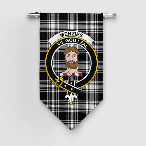 Scottish Menzies Black & White Modern Clan Tartan Gonfalon Tartan Plaid