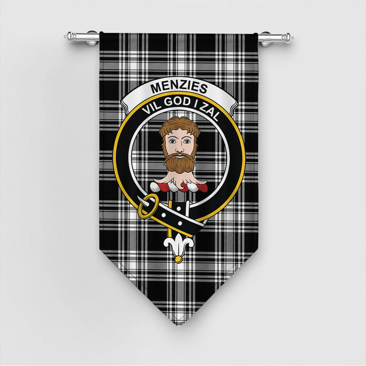 Scottish Menzies Black & White Modern Clan Tartan Gonfalon Tartan Plaid