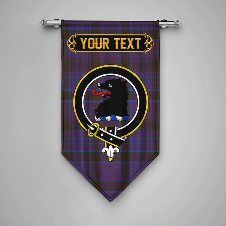 Scottish Phillips Modern Clan Crest Tartan Gonfalon Custom Personalized Tartan Plaid