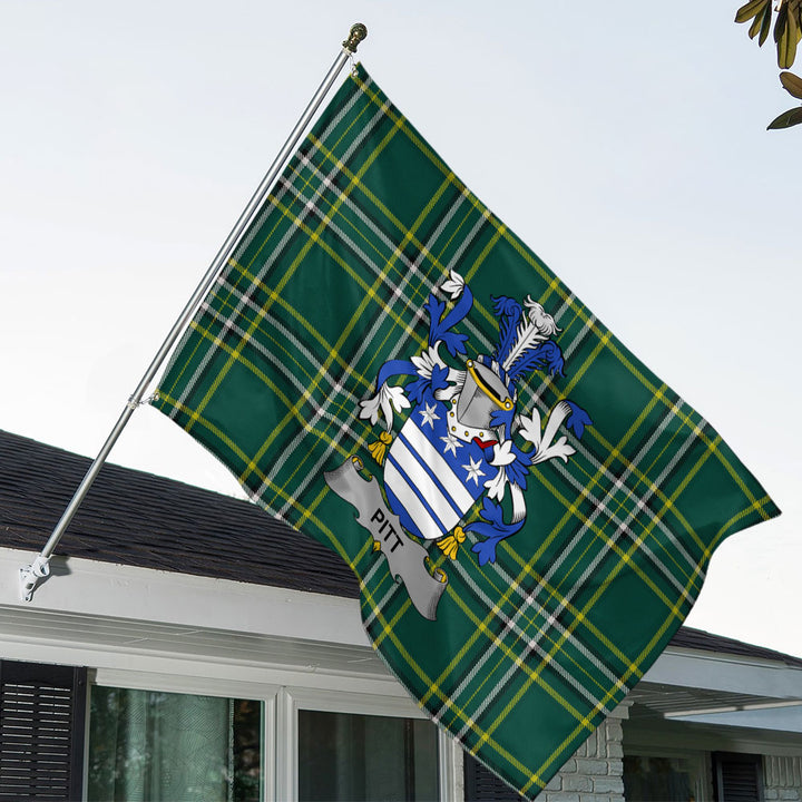 Irish Pitt Family Crest Tartan Flag Parade Horizontal Style ...