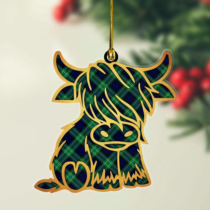 Scottish Abercrombie Clan Tartan Highland Cow Ornament Tartan Plaid