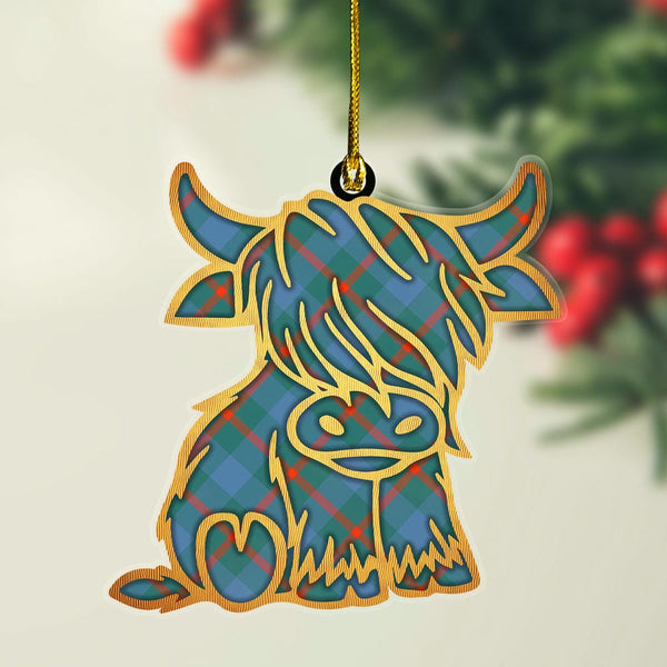Scottish Agnew Ancient Clan Tartan Highland Cow Ornament Tartan Plaid