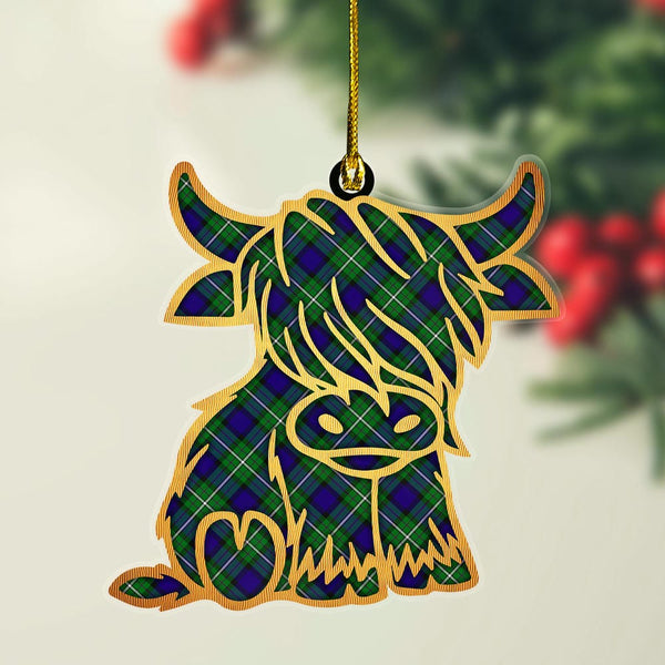 Scottish Alexander Clan Tartan Highland Cow Ornament Tartan Plaid