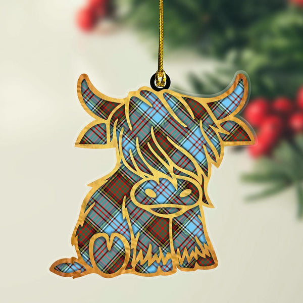 Scottish Anderson Ancient Clan Tartan Highland Cow Ornament Tartan Plaid
