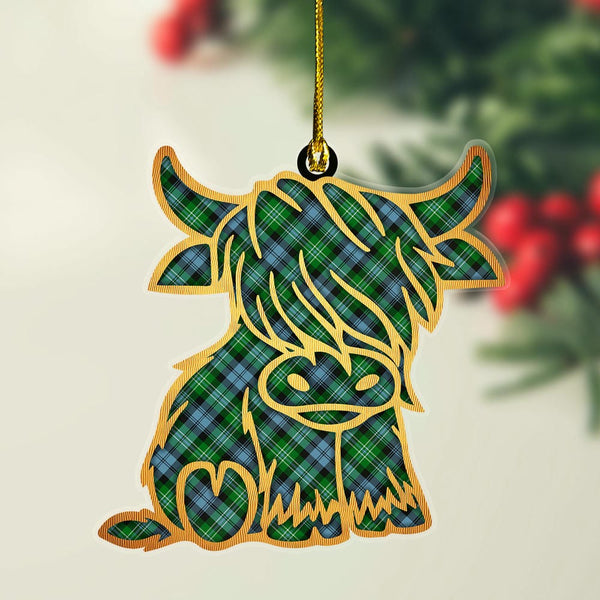 Scottish Arbuthnot Ancient Clan Tartan Highland Cow Ornament Tartan Plaid