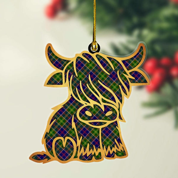 Scottish Ayrshire District Clan Tartan Highland Cow Ornament Tartan Plaid