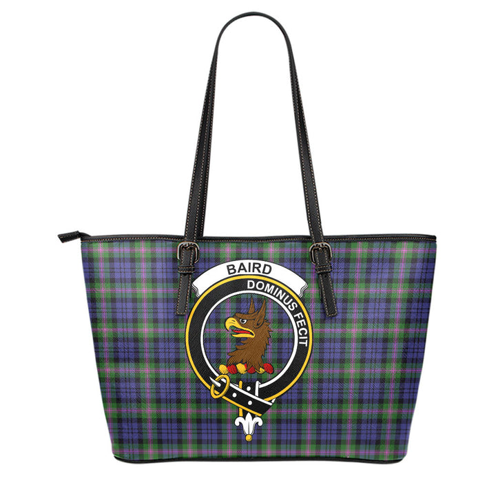 Scottish Baird Clan Crest Tartan Leather Tote Tartan Plaid