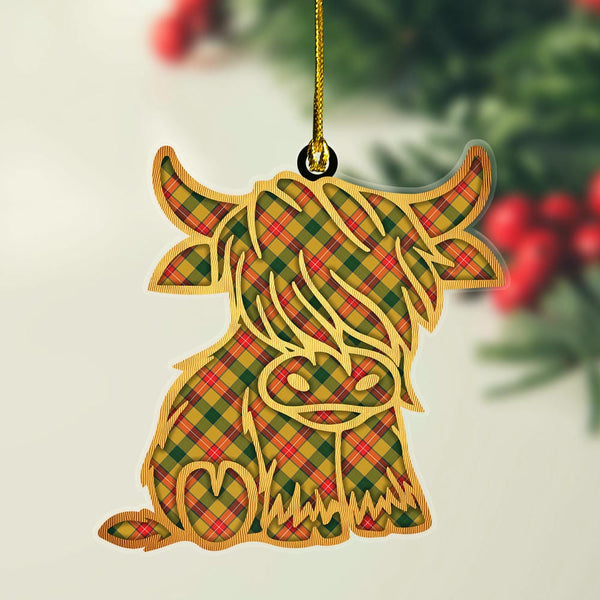 Scottish Baxter Clan Tartan Highland Cow Ornament Tartan Plaid
