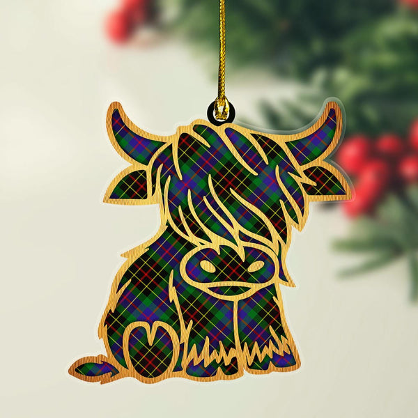 Scottish Brodie Hunting Modern Clan Tartan Highland Cow Ornament Tartan Plaid