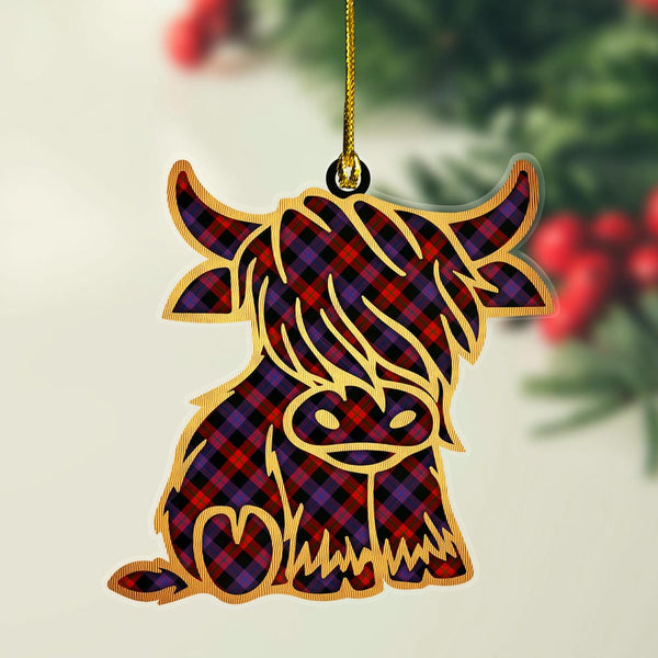 Scottish Brown Modern Clan Tartan Highland Cow Ornament Tartan Plaid