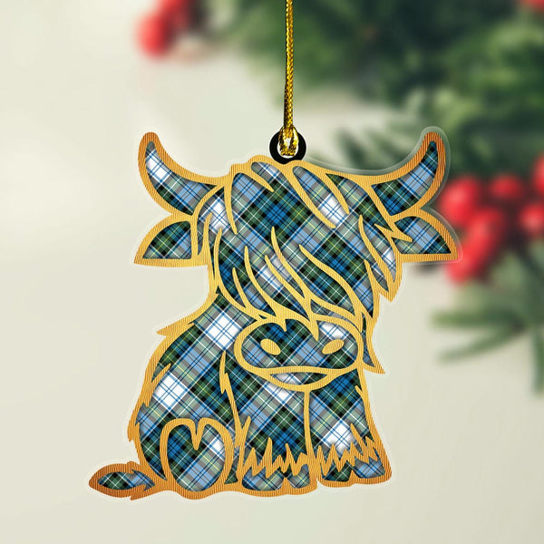 Scottish Campbell Dress Ancient Clan Tartan Highland Cow Ornament Tartan Plaid