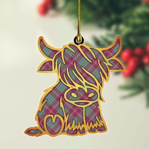 Scottish Crawford Ancient Clan Tartan Highland Cow Ornament Tartan Plaid