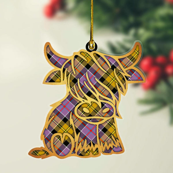 Scottish Culloden Ancient Clan Tartan Highland Cow Ornament Tartan Plaid