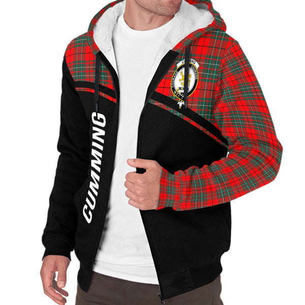 Scottish Cumming Clan Crest Tartan Curve Sherpa Hoodie