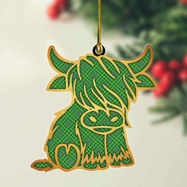 Scottish Currie Clan Tartan Highland Cow Ornament Tartan Plaid