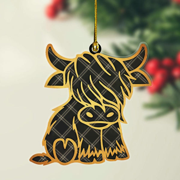 Scottish Eternity Clan Tartan Highland Cow Ornament Tartan Plaid
