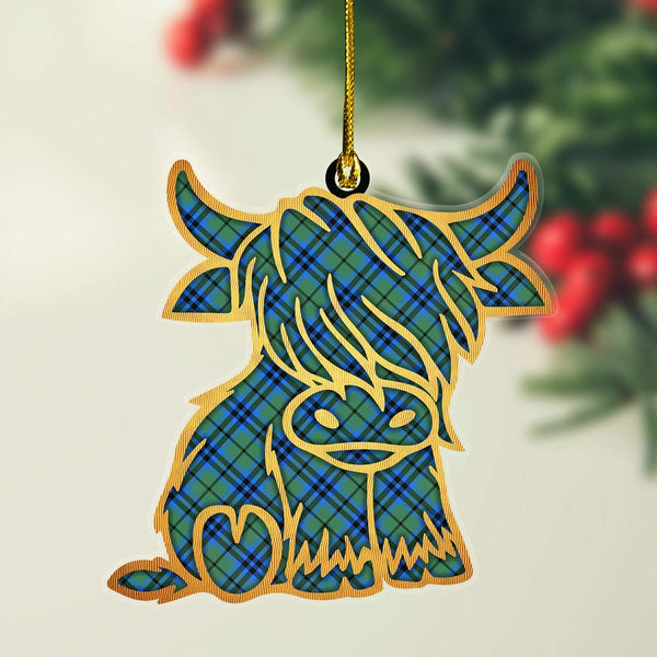 Scottish Falconer Clan Tartan Highland Cow Ornament Tartan Plaid