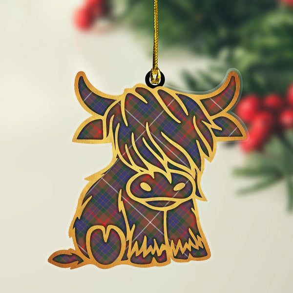 Scottish Fraser Hunting Modern Clan Tartan Highland Cow Ornament Tartan Plaid