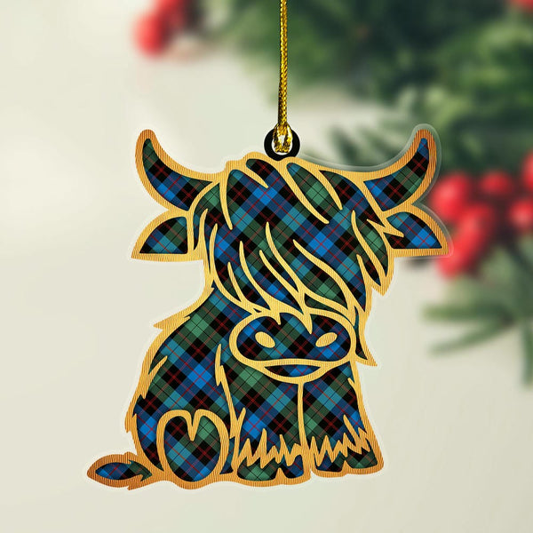 Scottish Guthrie Ancient Clan Tartan Highland Cow Ornament Tartan Plaid