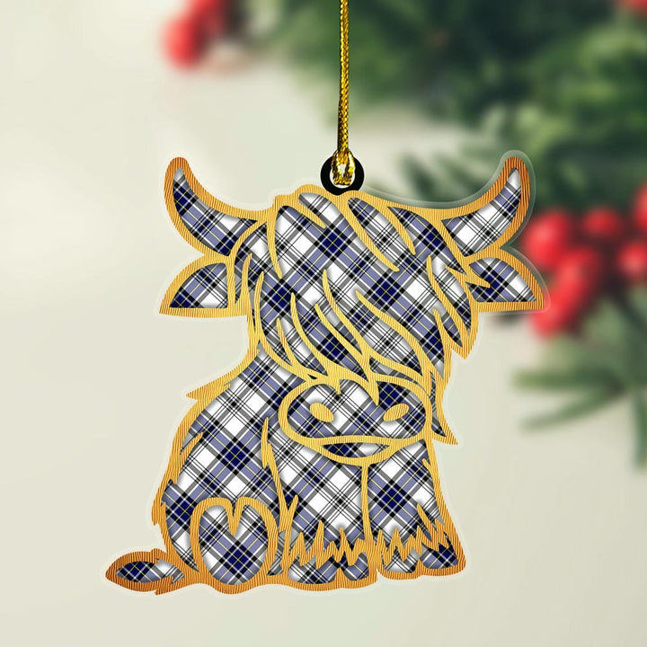 Scottish Hannay Modern Clan Tartan Highland Cow Ornament Tartan Plaid