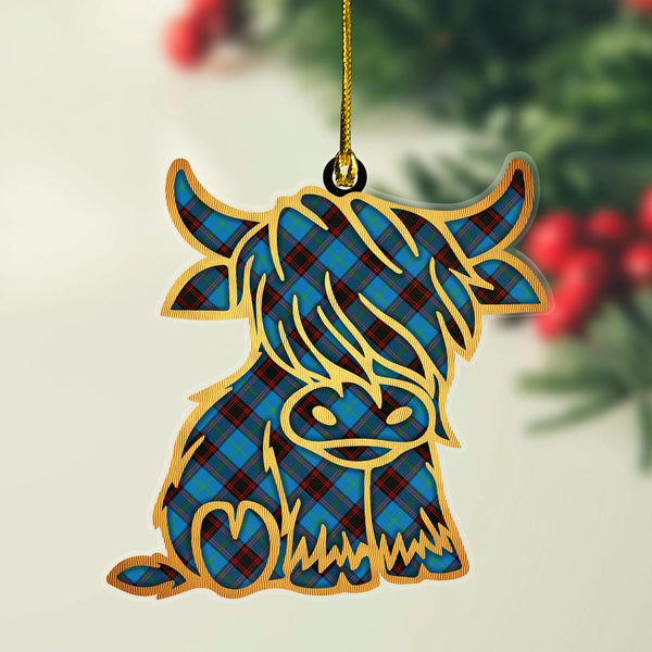 Scottish Home Ancient Clan Tartan Highland Cow Ornament Tartan Plaid