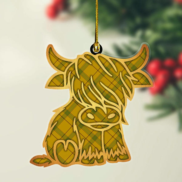 Scottish Houston Clan Tartan Highland Cow Ornament Tartan Plaid
