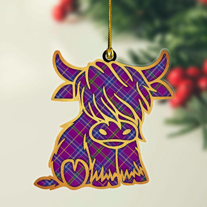 Scottish Jackson Clan Tartan Highland Cow Ornament Tartan Plaid