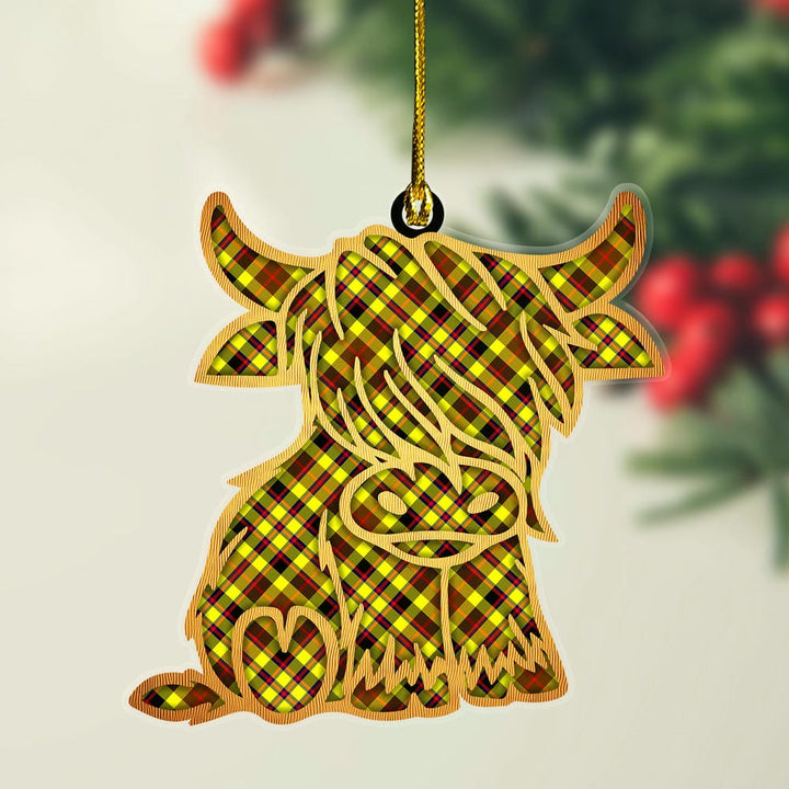 Scottish Jardine Clan Tartan Highland Cow Ornament Tartan Plaid