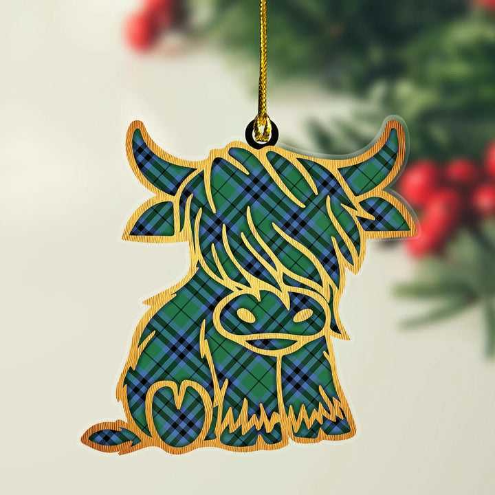 Scottish Keith Ancient Clan Tartan Highland Cow Ornament Tartan Plaid