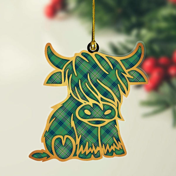 Scottish Kennedy Ancient Clan Tartan Highland Cow Ornament Tartan Plaid