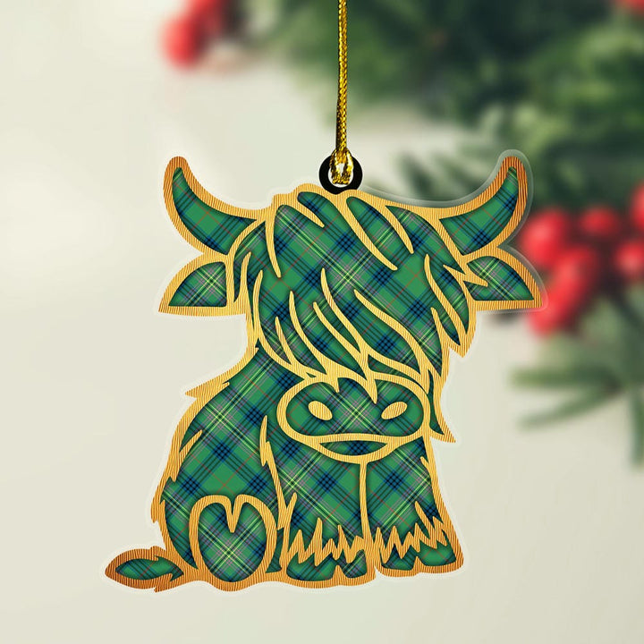 Scottish Kennedy Ancient Clan Tartan Highland Cow Ornament Tartan Plaid