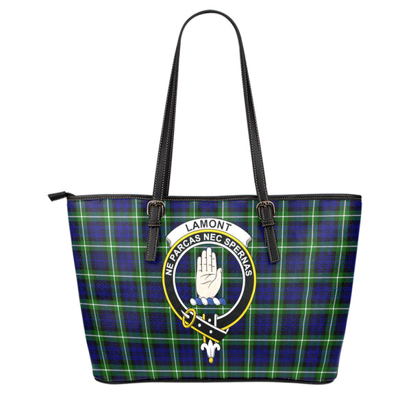 Scottish Lamont Clan Crest Tartan Leather Tote Tartan Plaid
