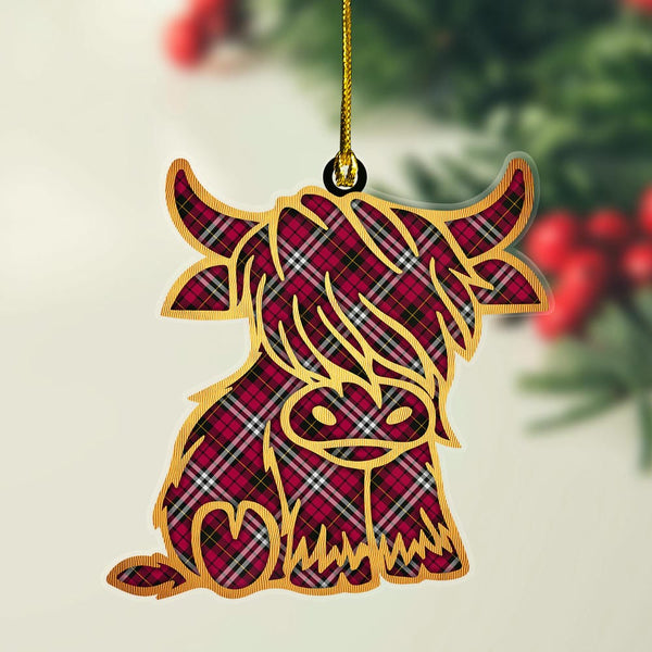 Scottish Little Clan Tartan Highland Cow Ornament Tartan Plaid