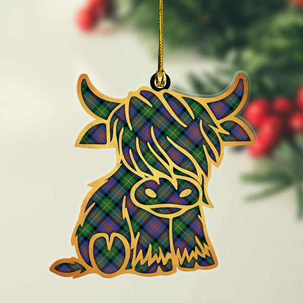 Scottish Logan Ancient Clan Tartan Highland Cow Ornament Tartan Plaid