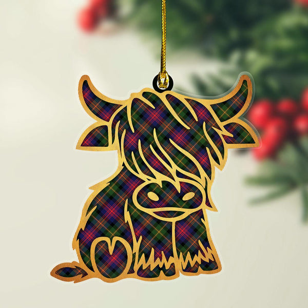 Scottish Logan Modern Clan Tartan Highland Cow Ornament Tartan Plaid