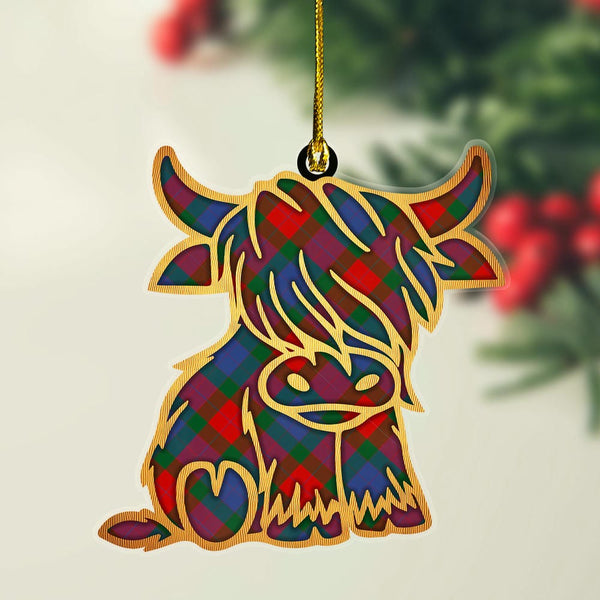 Scottish Mar Clan Tartan Highland Cow Ornament Tartan Plaid