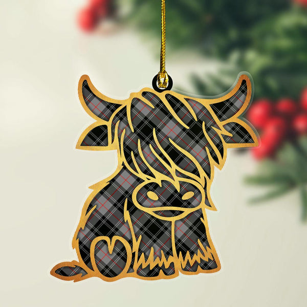 Scottish Moffat Modern Clan Tartan Highland Cow Ornament Tartan Plaid
