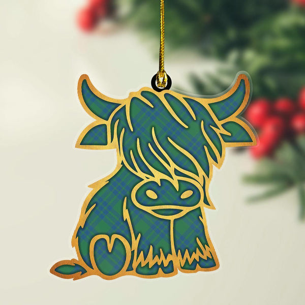 Scottish Montgomery Ancient Clan Tartan Highland Cow Ornament Tartan Plaid