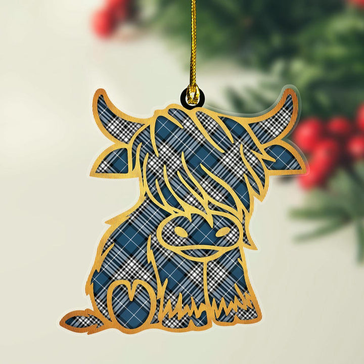 Scottish Napier Modern Clan Tartan Highland Cow Ornament Tartan Plaid