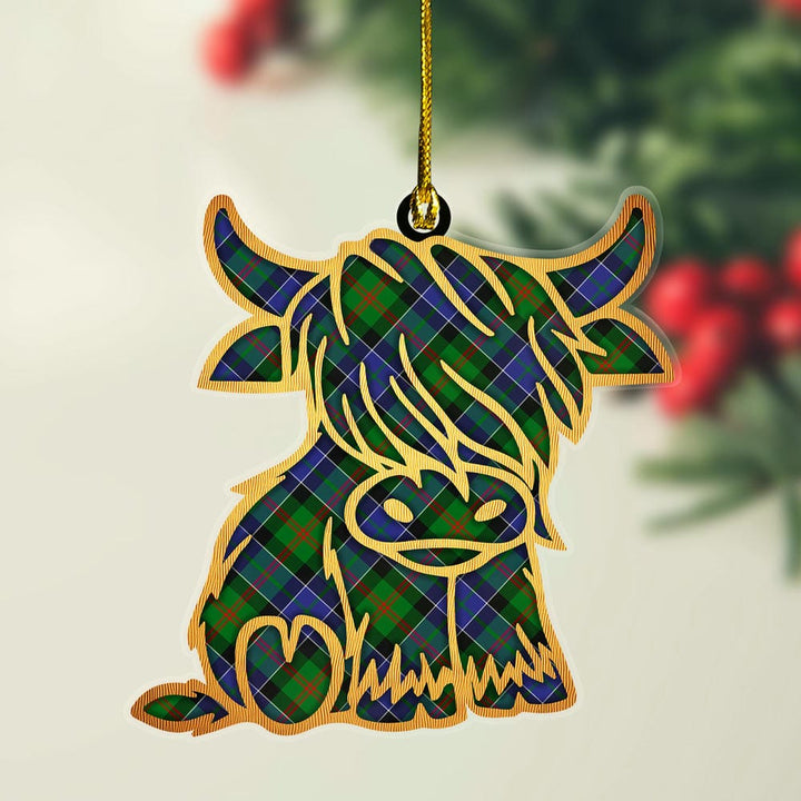 Scottish Paterson Clan Tartan Highland Cow Ornament Tartan Plaid