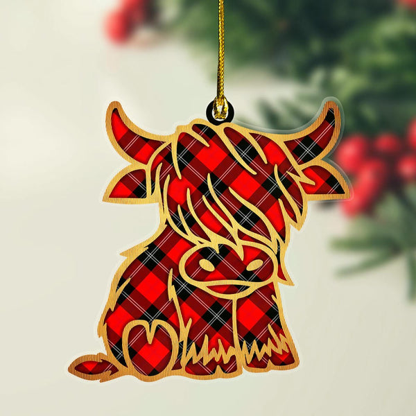 Scottish Ramsay Modern Clan Tartan Highland Cow Ornament Tartan Plaid