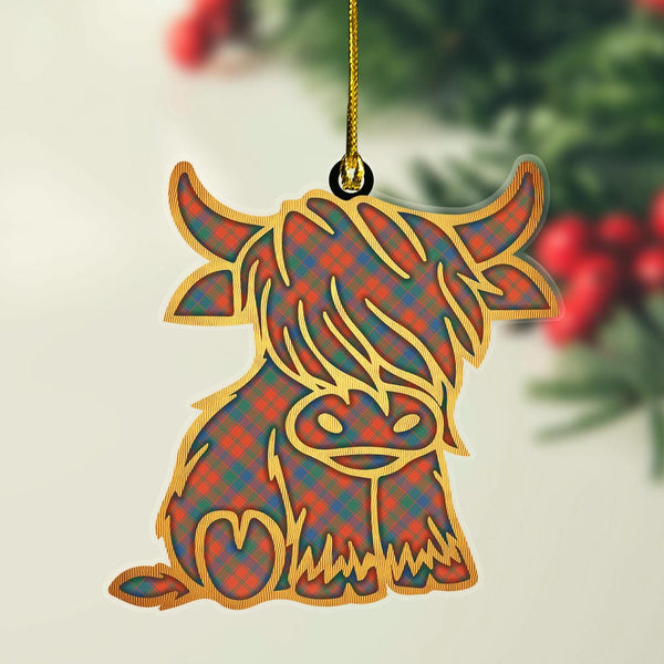 Scottish Robertson Ancient Clan Tartan Highland Cow Ornament Tartan Plaid