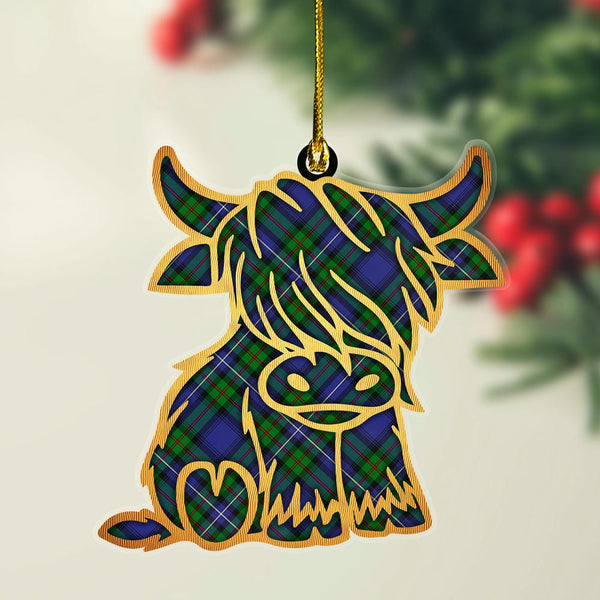 Scottish Robertson Hunting Modern Clan Tartan Highland Cow Ornament Tartan Plaid
