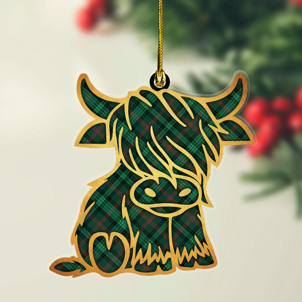 Scottish Ross Hunting Modern Clan Tartan Highland Cow Ornament Tartan Plaid