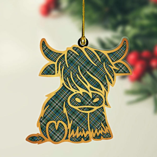 Scottish Scott Green Ancient Clan Tartan Highland Cow Ornament Tartan Plaid